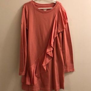 Dress with cascading ruffle